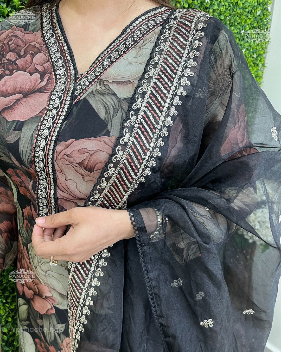 MT Black Embroidery Organza Kurti With Bottom Dupatta Wholesale Shop In Surat	